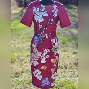 ASOS Floral Print Scuba Bodycon Midi Dress 2